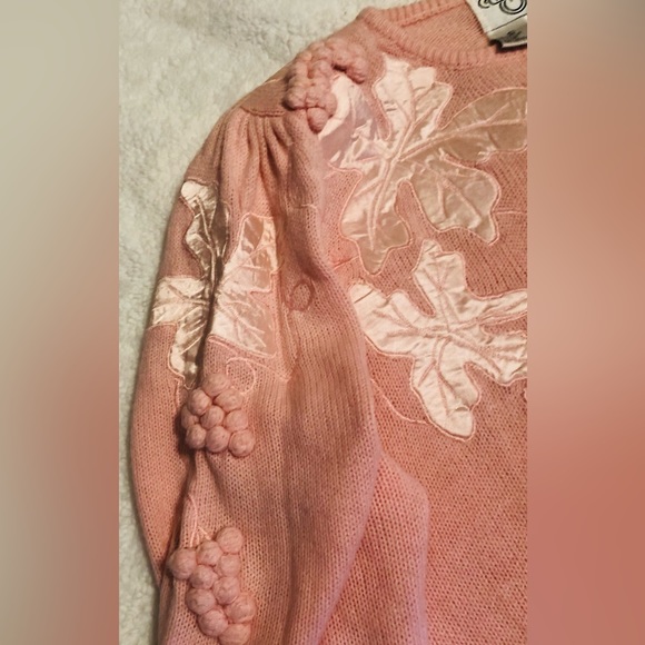 Beautiful 1960s Cervelle Leaves Grapes Motif Knit Sweater - Picture 5 of 10